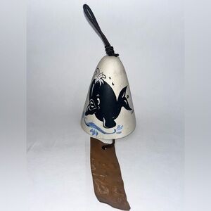 Handpainted by Audrey Ceramic Killer Whale Orca‎ Souvenir Bell Signed